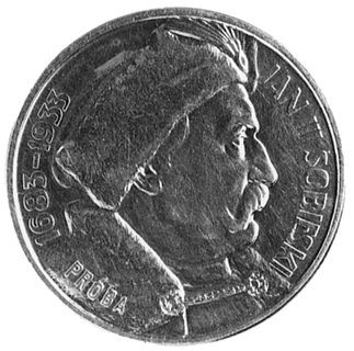 10 złotych 1933, Sobieski z wypukłym napisem PRÓBA, srebro 34.0 mm, 21,65 g.
