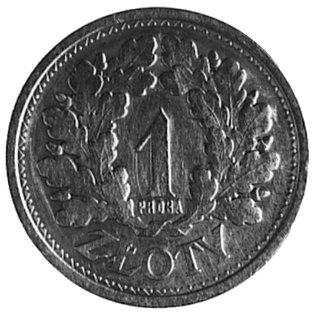 1 złoty 1928 z napisem PRÓBA, Aw: Orzeł i napis, Rw: Nominał w wieńcu, bez znaku mennicy, nikiel 24.8 mm,6.87 g., wybito 110 sztuk