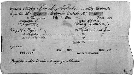 asygnata skarbowa na 200 złotych 2.09.1831, podp