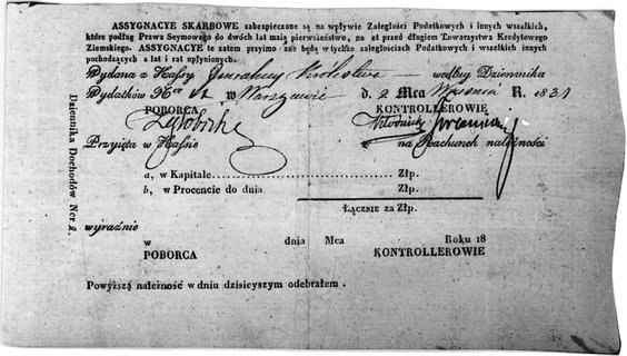 asygnata skarbowa na 100 złotych 2.09.1831, podpisy: Ostrowski, Dembowski, nr 4887, Pick -, papier ze znakamiwodnymi