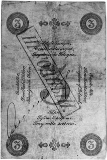 3 ruble srebrem 1858, podpisy: Niepokoyczycki, Englert, nr 1910454, Pick A46, na rewersie pieczęć: NIEGODNYJ, naawersie: OSOB..( nieprzydatny- wycofany z obiegu)