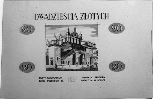 projekt nieznanego banknotu prawdopodobnie autorstwa Kleczewskiego