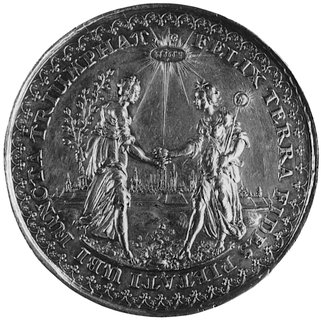 medal sygnowany IH (Jan Höhn) wybity na pamiątkę zawarcia w 1635 r., rozejmu między Polską a Szwecjąw Sztumskiej Wsi