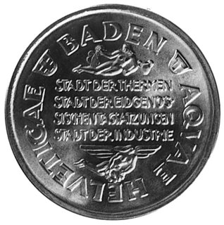 medal nie sygnowany wybity w 1947 r. w 100 rocznicę kolei szwajcarskich, Aw: Kobieta w stroju ludowym i napisy,Rw: Napisy, złoto 33.0 mm, 27.0 g.