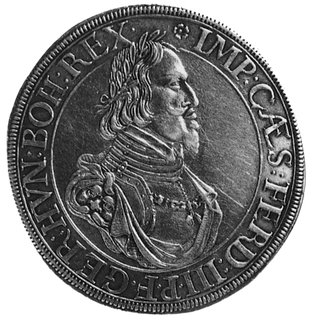 talar 1642, Aw: Popiersie Ferdynanda III w otoku napis, Rw: Panorama miasta, w otoku napis, Dav.5039