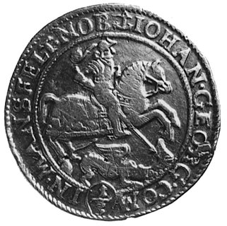 1/3 talara 1672, Aw: Św. Jerzy na koniu zabijający smoka, w otoku napis, Rw: Tarcza herbowa, w otoku napis