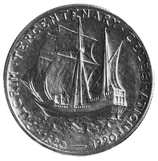 1/2 dolara 1920, Aw: Pielgrzym, Rw: Statek, mone