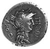 L. Manlius Torquatus (82 p.n.e.), denar, Aw: Głowa Romy w lewo i napis: L. MANLI, za głową PRO.Q, ..