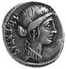 Q. Caepio Brutus (54 p.n.e.), denar, Aw: Głowa L