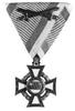 Wojskowy Krzyż Zasługi (III klasa) na oryginalnej wstążce z mieczami, srebro (punca na uszku), ema..