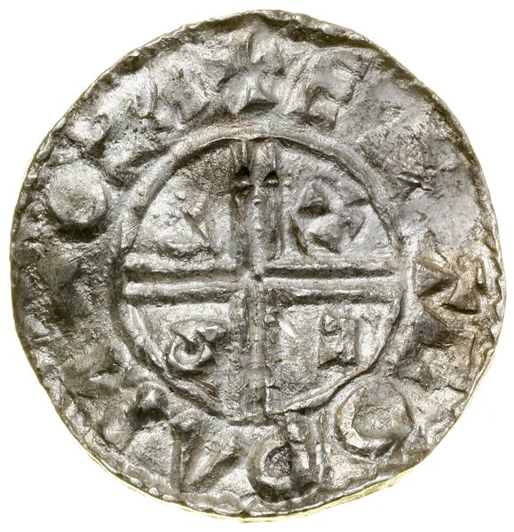 Denar typu Crux, (991–997), Exeter, mincerz God