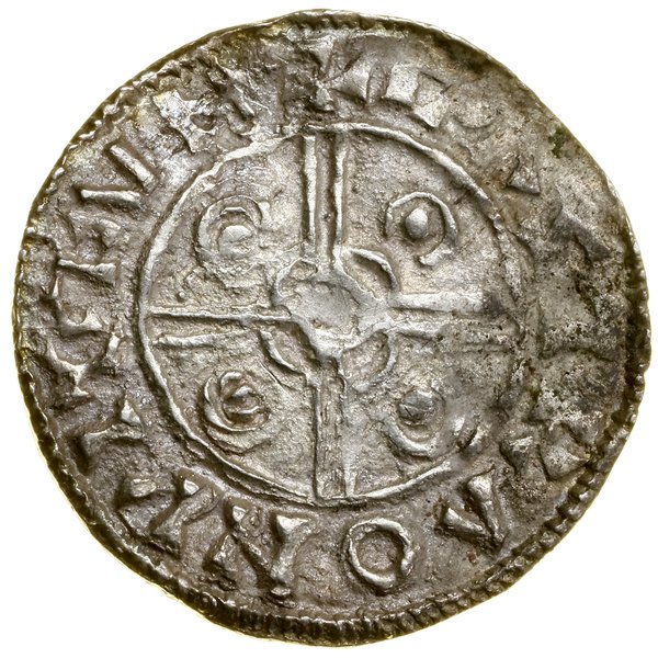 Naśladownictwo denara typu pointed helmet, (1022–1050), Sigtuna, mincerz Castra