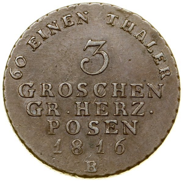 3 grosze (trojak), 1816 B, Wrocław