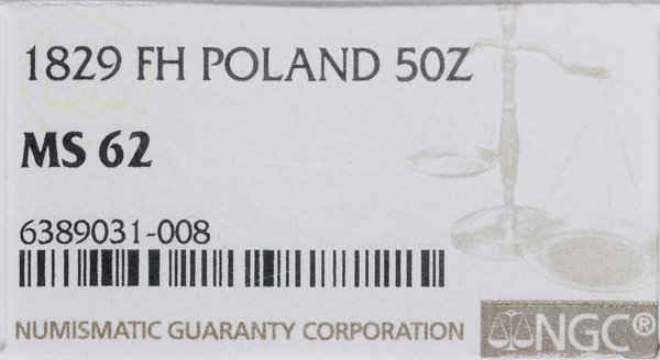 50 złotych 1829 FH, Warszawa