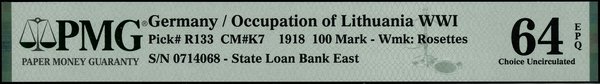 100 marek, 4.04.1918, Kowno
