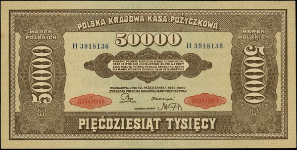 50.000 marek polskich, 10.10.1922
