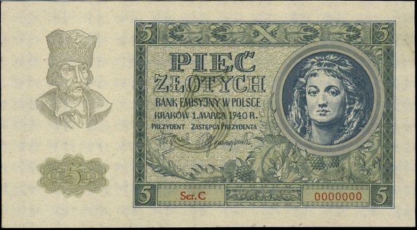 5 złotych, 1.03.1940
