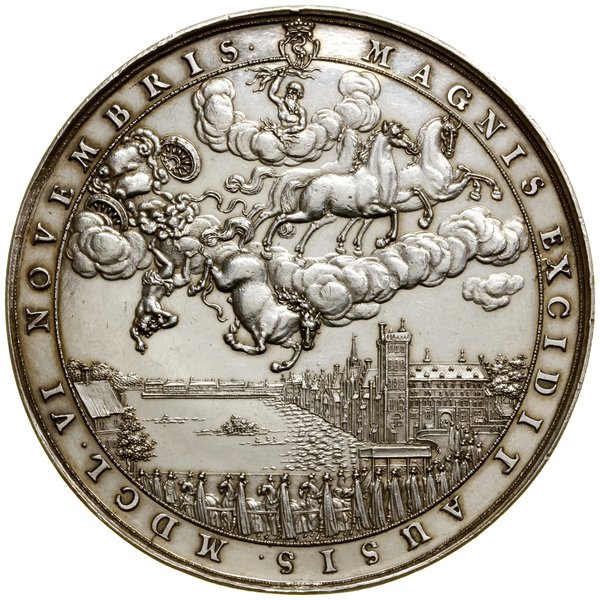 Niderlandy. Medal satyryczny wybity na pamiątkę śmierci namiestnika Holandii Wilhelma II Orańskiego, 1650, projektował i wykonał Sebastian Dadler