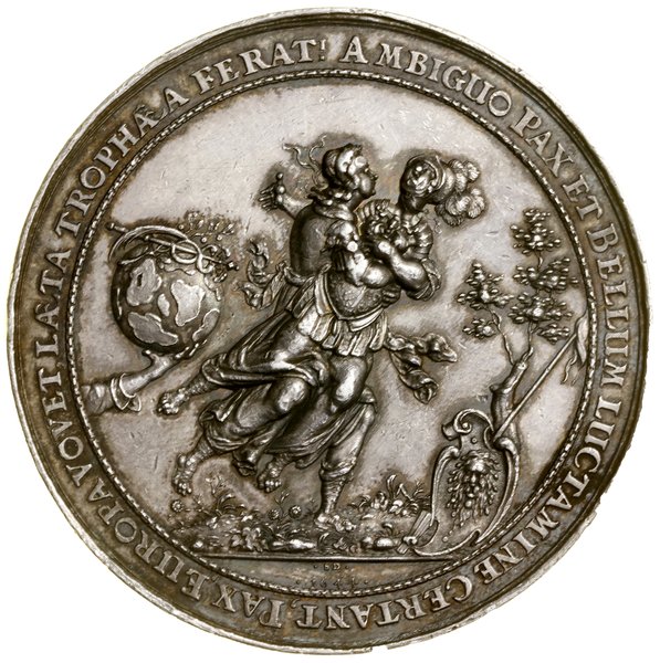 Niemcy. Medal upamiętniający rozpoczęcie rokowań pokojowych podczas wojny trzydziestoletniej, 1644, projektował i wykonał Sebastian Dadler