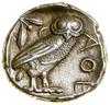Tetradrachma, (ok. 420–405 pne), Ateny; Aw: Głowa Ateny w prawo, w hełmie przyozdobionym liśćmi la..