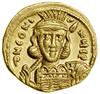 Solidus, (669–674), Konstantynopol; Aw: Popiersie władcy w hełmie z pióropuszem na wprost, trzymaj..