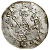 Denar, (1054–ok. 1060); Aw: Półpostać na wprost, trzymająca pastorał i laskę krzyżową, po lewej tr..