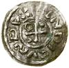 Denar, (985–995), Ratyzbona, mincerz Hildi; Aw: Krzyż, w kątach kulka, pierścień, kulka i pusto, +..