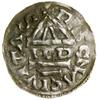 Denar, (985–995), Ratyzbona, mincerz Hildi; Aw: Krzyż, w kątach kulka, pierścień, kulka i pusto, +..