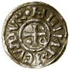 Denar, (985–995), Ratyzbona, mincerz Aljan; Aw: Krzyż, w kątach kulka, pierścień, kulka i pusto, •..