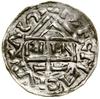 Denar, (985–995), Ratyzbona, mincerz Aljan; Aw: Krzyż, w kątach kulka, pierścień, kulka i pusto, •..