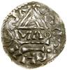 Denar, (985–995), Ratyzbona, mincerz Mauro; Aw: Krzyż, w kątach kulka, pierścień, kulka i pusto, +..