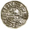 Denar, (985–995), Ratyzbona, mincerz Vilja; Aw: Krzyż, w kątach kulka, pierścień, kulka i pusto, •..