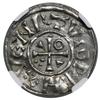 Denar, (1002–1009), Nabburg, mincerz Aig; Aw: Krzyż grecki, w kątach trzy kulki, klin, pierścień i..