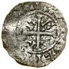 Denar, XI w.; Aw: Ukoronowana głowa w prawo, legenda; Rw: Krzyż, w kątach R-E-S-M, legenda; srebro..