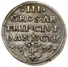 Trojak, 1536, Gdańsk; odmiana z węższym popiersiem władcy, w legendzie awersu TO PRVS, w legendzie..