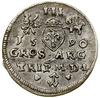 Trojak, 1590, Wilno; odmienne popiersie władcy, na rewersie herb Chalecki, po którego bokach listk..