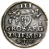 Trojak, 1591, Wilno; u dołu rewersu herb Chalecki, po którego bokach rozety; Iger V.91.3.a, Ivanau..
