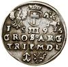 Trojak, 1596, Wilno; u dołu herb Chalecki i lew przebity hakiem (Daniel Koste, mincerz mennicy lit..