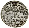 Trojak, 1597, Wilno; na rewersie u dołu głowa wołu (Szymon Lidman, mistrz menniczy) i herb Chaleck..