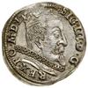 Trojak, 1598, Wilno; większe popiersie władcy z rurkowatą kryzą, na rewersie u dołu głowa wołu i h..