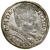 Trojak, 1599, Wilno; na rewersie herb Łabędź i hak (Zachariasz Boll, mistrz menniczy) przedzielają..