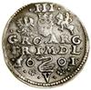 Trojak, 1601, Wilno; w legendzie awersu LI, litera V (oznaczenie mennicy wileńskiej) pod herbem Ła..