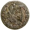 Trojak, 1608, Wilno; ozdobny krzyż kończy legendę awersu, na rewersie pełna data rozdzielona herbe..