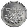 5 groszy, 1990, Warszawa; z wypukłym napisem PRÓBA nad nominałem; Parchimowicz P703a; nikiel; stem..