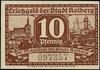 Matryca mosiężna na klocku dębowym do strony przedniej banknotu o nominale 25 fenigów z Kołobrzegu..