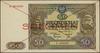 50 złotych, 15.05.1946; czerwone dwukrotne skreślenie i poziomo SPECIMEN po obu stronach banknotu,..