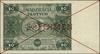 20 złotych, 15.07.1947; seria A, numeracja 1234567, dwukrotne czerwone skreślenie i poziomo SPECIM..