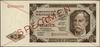 10 złotych, 1.07.1948; seria D, numeracja 0000000, na stronie głównej przekreślenie na krzyż czerw..