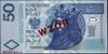 50 złotych, 25.03.1994; seria AA, numeracja 0000000, czerwony nadruk WZÓR / SPECIMEN, dodatkowa ni..