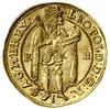 Dukat, 1694 KB, Kremnica; Aw: Pomiędzy literami K - B, postać króla stojącego w prawo, trzymająceg..